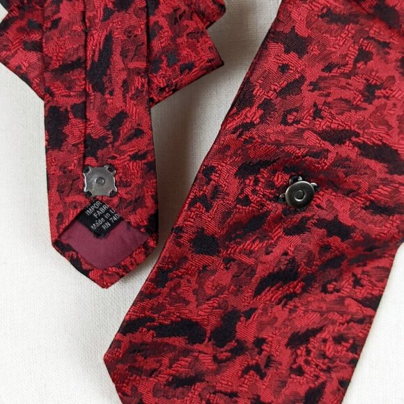 Black And Red Ascot Scarf - Tuxedo Tie - Formal Accessories - Vintage Chic - Picture 2 of 7